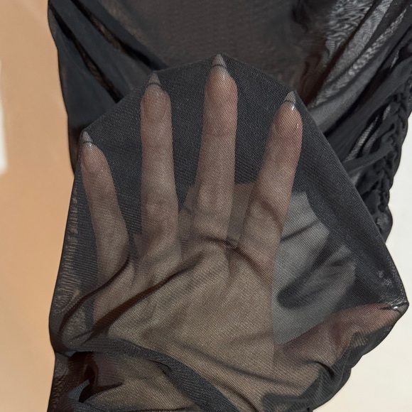 SEE THROUGHT BLACK RUCHED DRESS - Picture 3 of 3